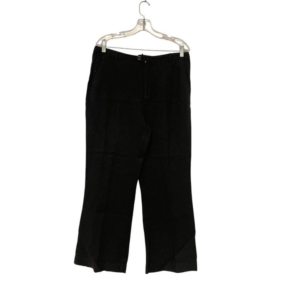 Massimo Dutti Women Pants EU 42 US 10 Black Linen Wide Leg Trousers 5076/772 NWT